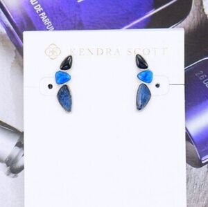 NWT KENDRA SCOTT IVY CLIMBER STUD EARRINGS IN NAVY LAPIS
